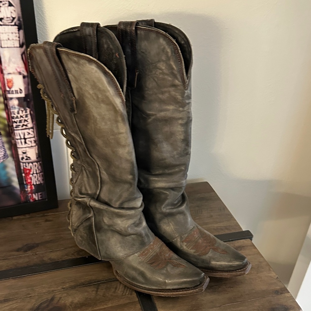 Freebird Wilma 8 Olive Like new Brown Leather Cowboy Boots